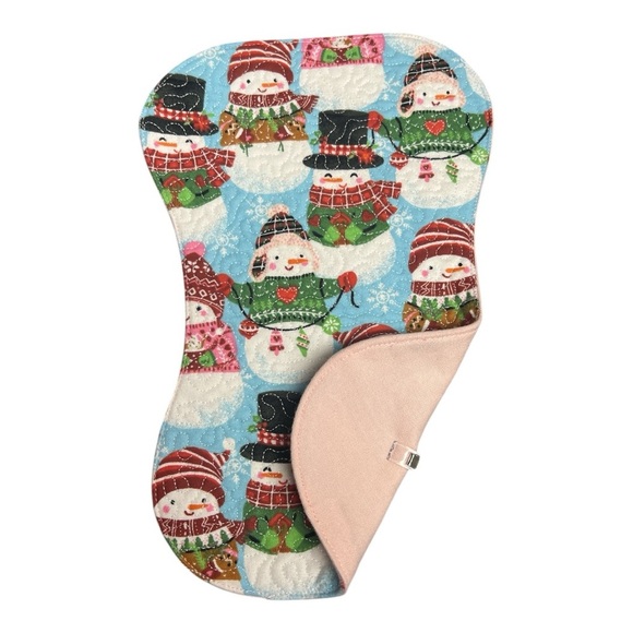 Hand Crafted Flannel Burp Cloth Contoured Padded Fabric Quilted Reversible - Picture 7 of 9